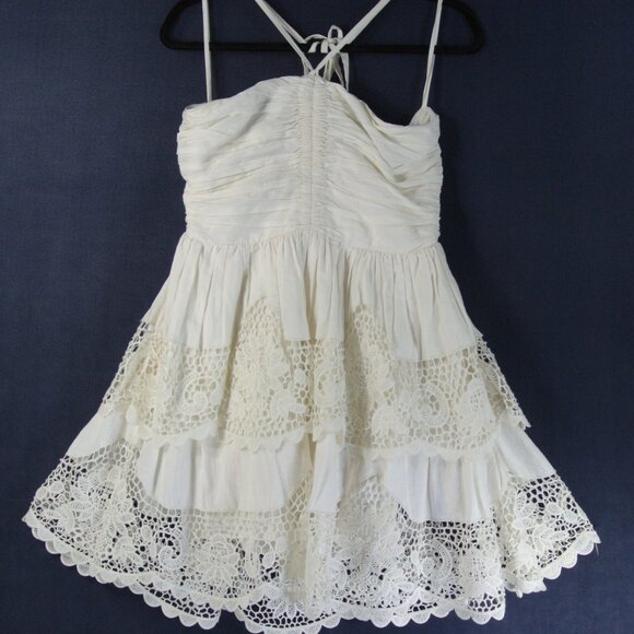NEW Ulla Johnson Savannah Floral-lace Halterneck Dress In Ivory Size 8 #1489 - Picture 6 of 12